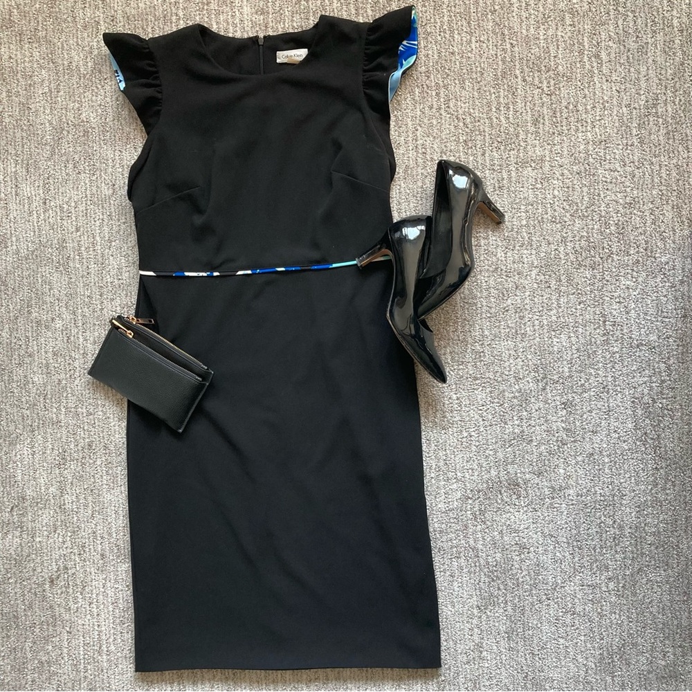 Calvin Klein size 10 flutter shoulder sheath dress